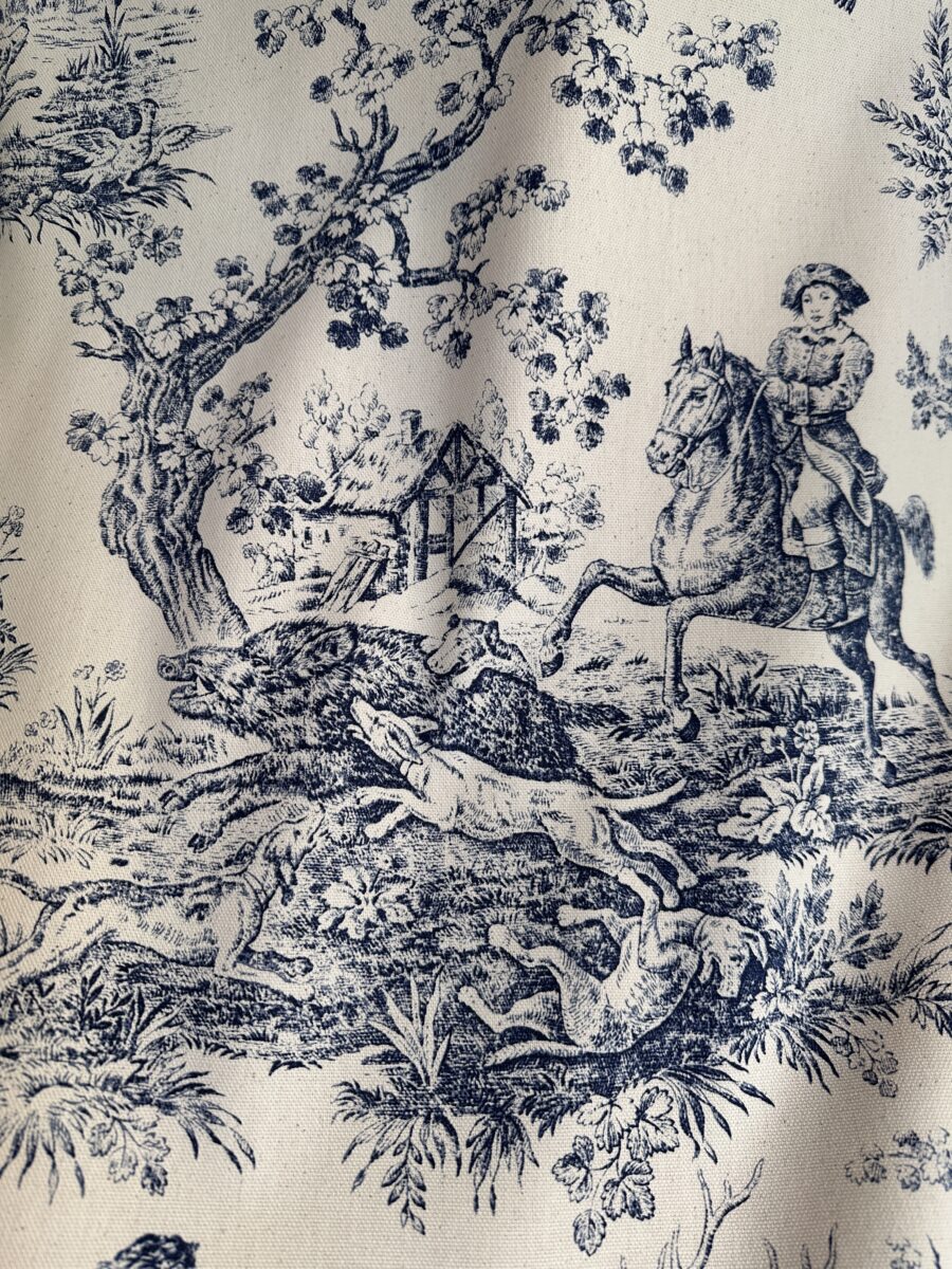 Tessuto Toile de Jouy Blu - immagine 5