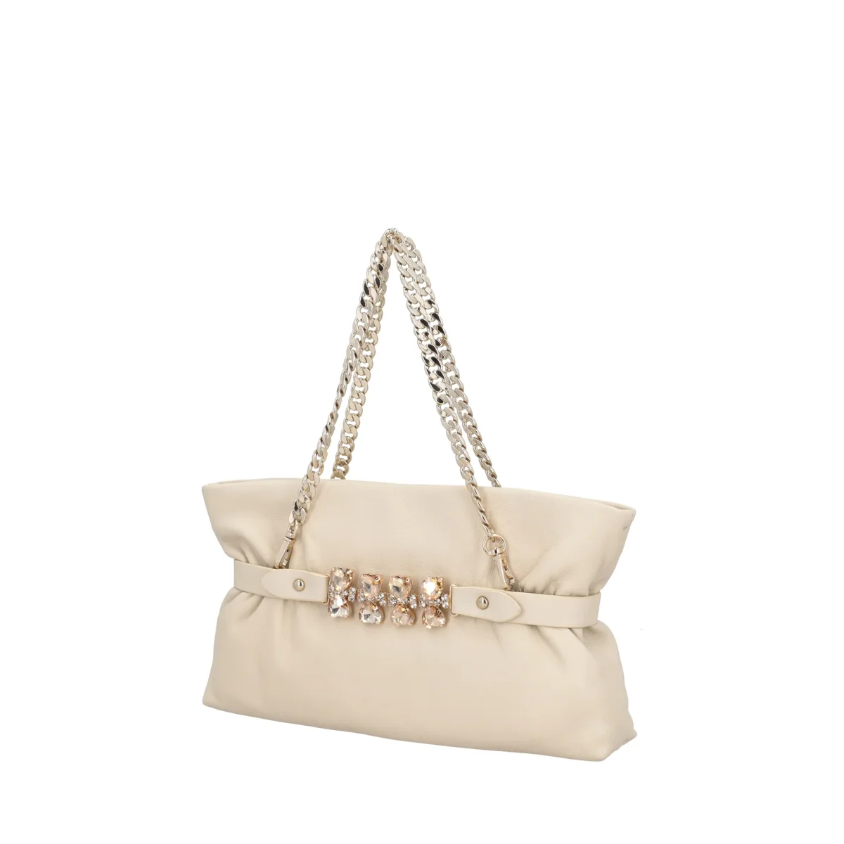 Pochette gioiello Capri in pelle colore avorio - immagine 4