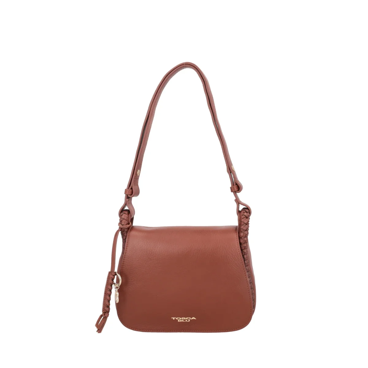 Borsa con pattina Lisbona in pelle colore cuoio