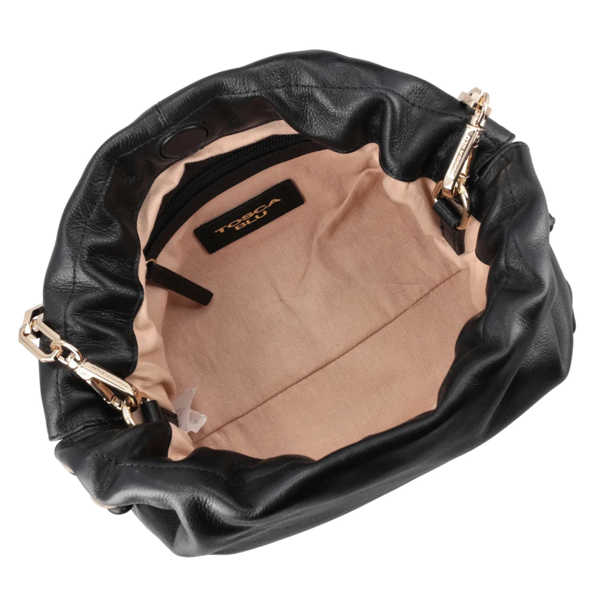 Pochette Harper in pelle con coulisse colore nero - immagine 4
